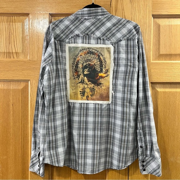 Men’s Pop Icon Pearl Snap Embroidered Long Sleeve Plaid Western Core Shirt - Picture 5 of 9